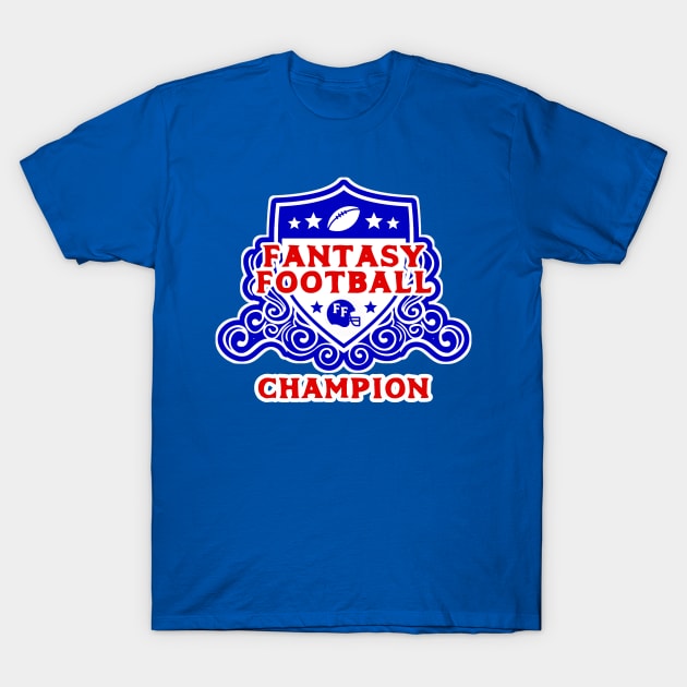 Fantasy Football Champion Shield T-Shirt by FantasySportsSpot